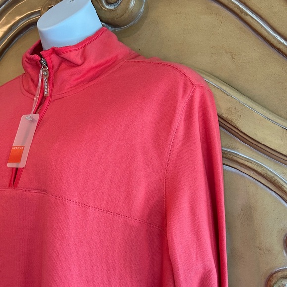 NWT Avenue Vibrant Coral Quarter-Zip Sweatshirt - Picture 3 of 12